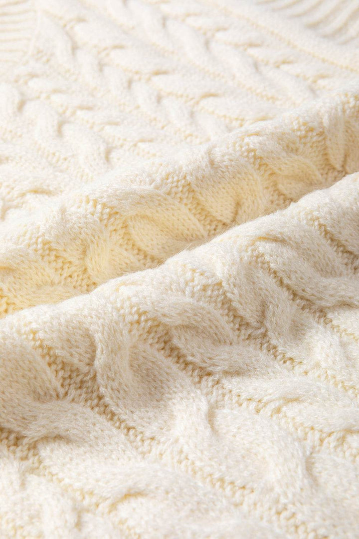 Oatmeal Cable Knit High Neck Sweater Vest - Fashion Queen -  14