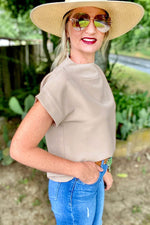 Load image into Gallery viewer, Oatmeal Plain Crew Neck Loose Fit Casual Top - Fashion Queen -  3

