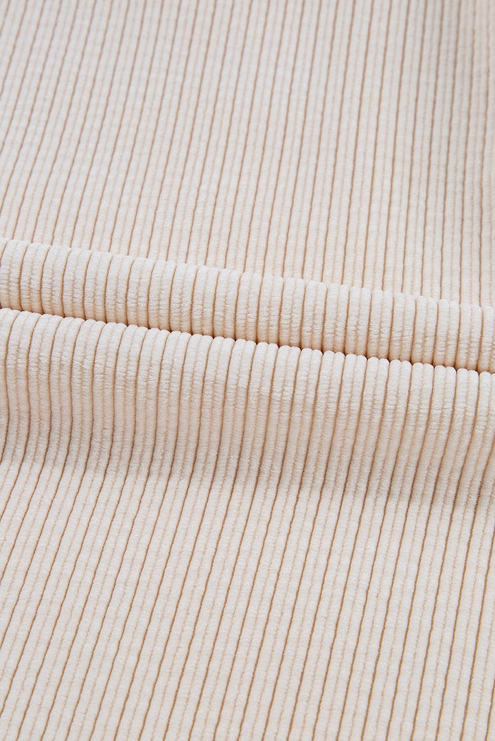 Oatmeal Textured Flap Pockets Buttoned Plus Size Shacket - Fashion Queen -  13