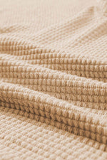 Load image into Gallery viewer, Oatmeal Textured Knit Button Back Cuffed Sleeve Tee - Fashion Queen -  11

