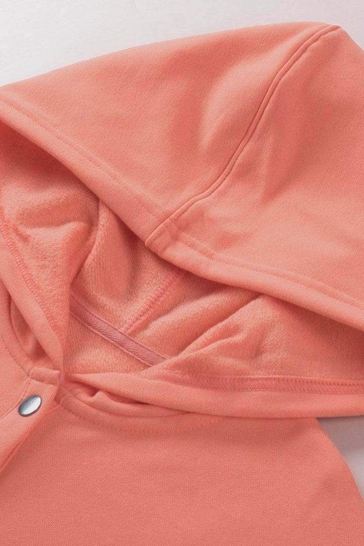 Orange Batwing Sleeve Pocketed Henley Hoodie - Fashion Queen -  14