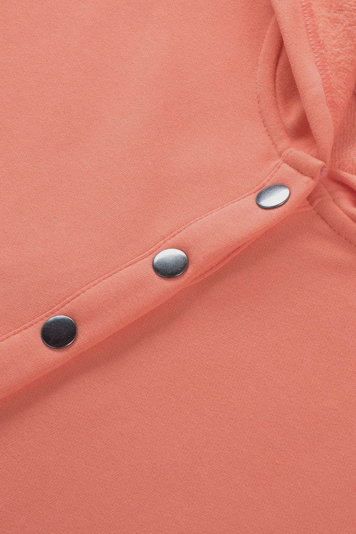 Orange Batwing Sleeve Pocketed Henley Hoodie - Fashion Queen -  15