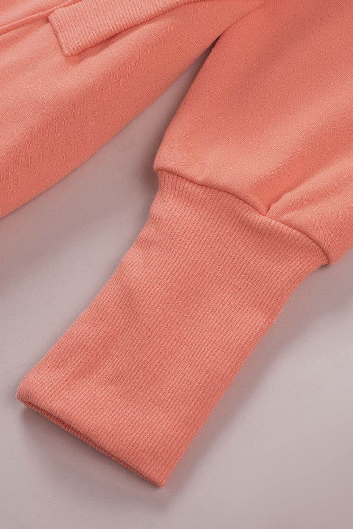 Orange Batwing Sleeve Pocketed Henley Hoodie - Fashion Queen -  16