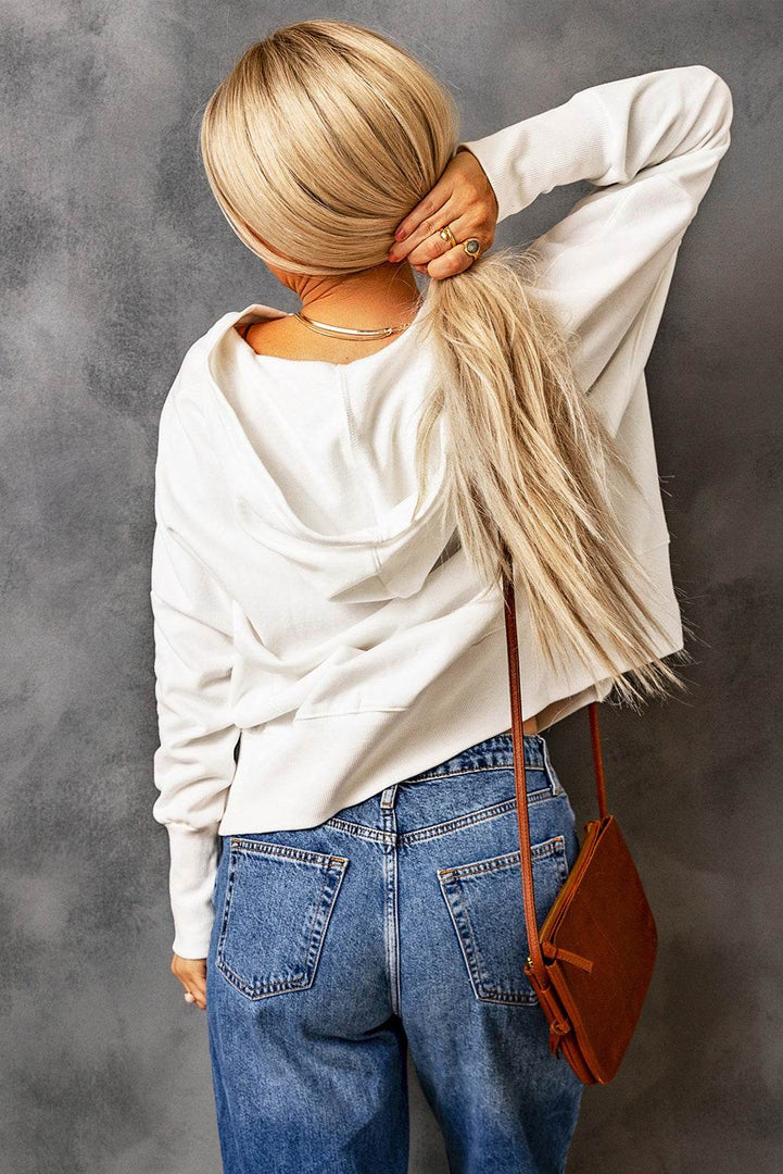 Orange Batwing Sleeve Pocketed Henley Hoodie - Fashion Queen -  22
