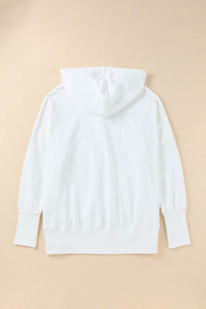 Orange Batwing Sleeve Pocketed Henley Hoodie - Fashion Queen -  24