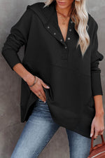 Load image into Gallery viewer, Orange Batwing Sleeve Pocketed Henley Hoodie - Fashion Queen -  7

