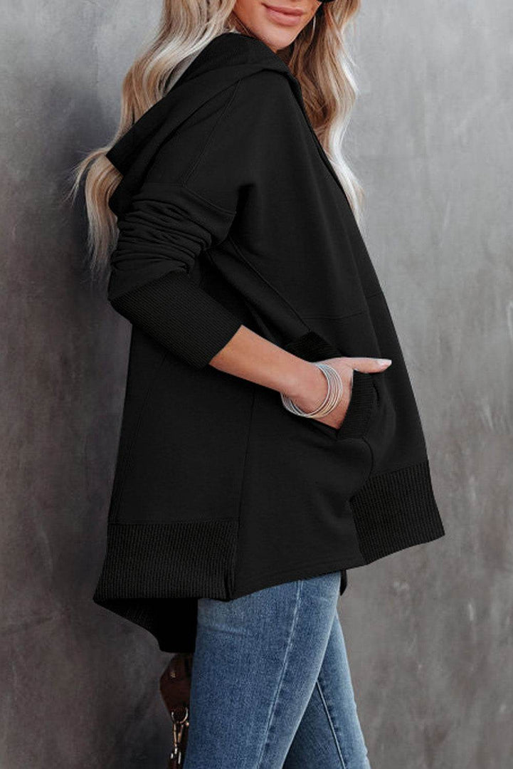 Orange Batwing Sleeve Pocketed Henley Hoodie - Fashion Queen -  9