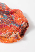 Load image into Gallery viewer, Orange Boho Paisley Print Long Sleeve Pleated Belted Mini Dress - Fashion Queen -  10
