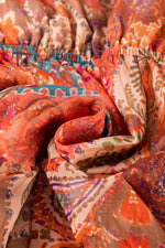 Load image into Gallery viewer, Orange Boho Paisley Print Long Sleeve Pleated Belted Mini Dress - Fashion Queen -  11
