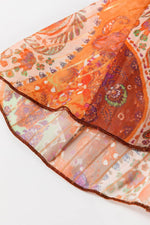 Load image into Gallery viewer, Orange Boho Paisley Print Long Sleeve Pleated Belted Mini Dress - Fashion Queen -  12
