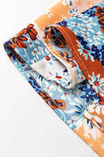 Load image into Gallery viewer, Orange Floral Patchwork Printed Frilled Bandeau Smocked High Waist Long Dress - Fashion Queen -  10

