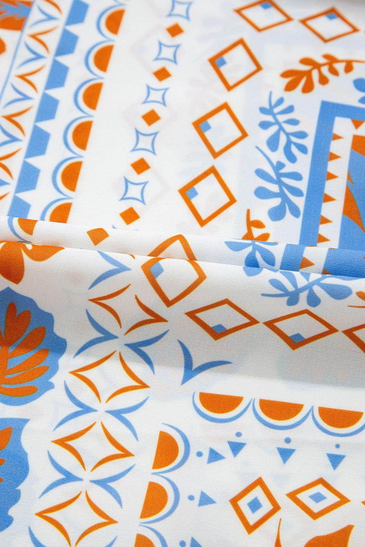 Orange Multi Printed Ricrac Trim Spaghetti Straps Maxi Dress - Fashion Queen -  10