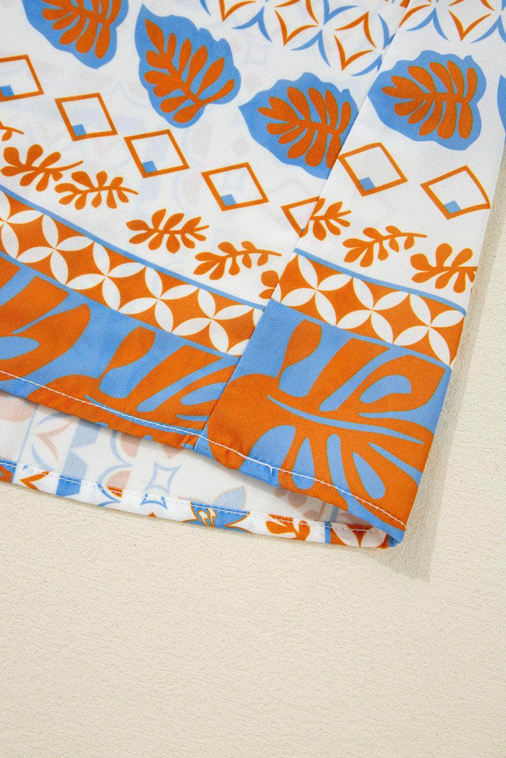 Orange Multi Printed Ricrac Trim Spaghetti Straps Maxi Dress - Fashion Queen -  14