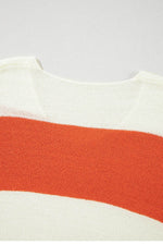 Load image into Gallery viewer, Orange Stripe Loose Color Block Drop Shoulder Bubble Sleeve Sweater - Fashion Queen -  10

