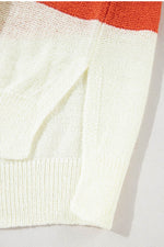 Load image into Gallery viewer, Orange Stripe Loose Color Block Drop Shoulder Bubble Sleeve Sweater - Fashion Queen -  8
