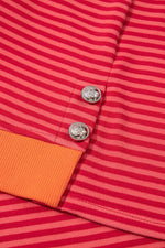 Load image into Gallery viewer, Orange Stripe Plus Size Drop Shoulder Long Sleeve Buttoned Decor Top - Fashion Queen -  11
