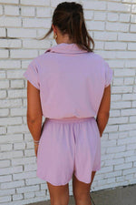 Load image into Gallery viewer, Orchid Bouquet Short Sleeve Zipper Collared Elastic High Waist Romper - Fashion Queen -  2
