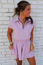 Load image into Gallery viewer, Orchid Bouquet Short Sleeve Zipper Collared Elastic High Waist Romper - Fashion Queen -  3
