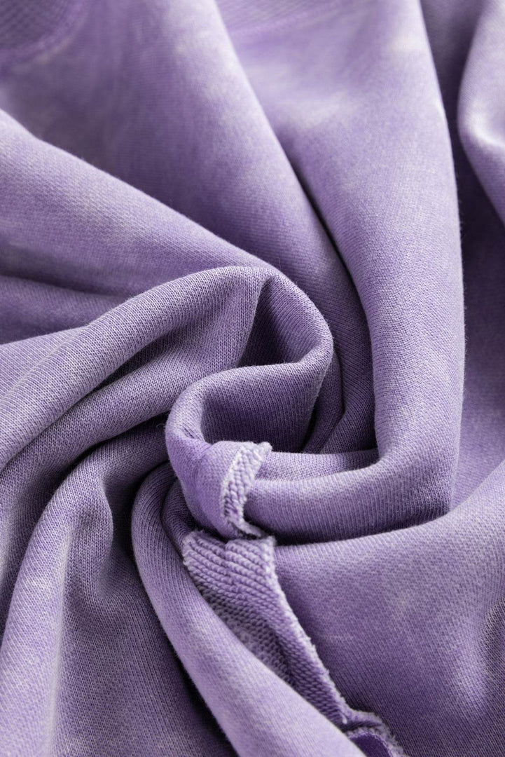 Orchid Petal Textured Patchwork Frilled Trim Plus Size Pullover Sweatshirt - Fashion Queen -  17