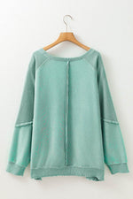 Load image into Gallery viewer, Orchid Petal Textured Patchwork Frilled Trim Plus Size Pullover Sweatshirt - Fashion Queen -  18
