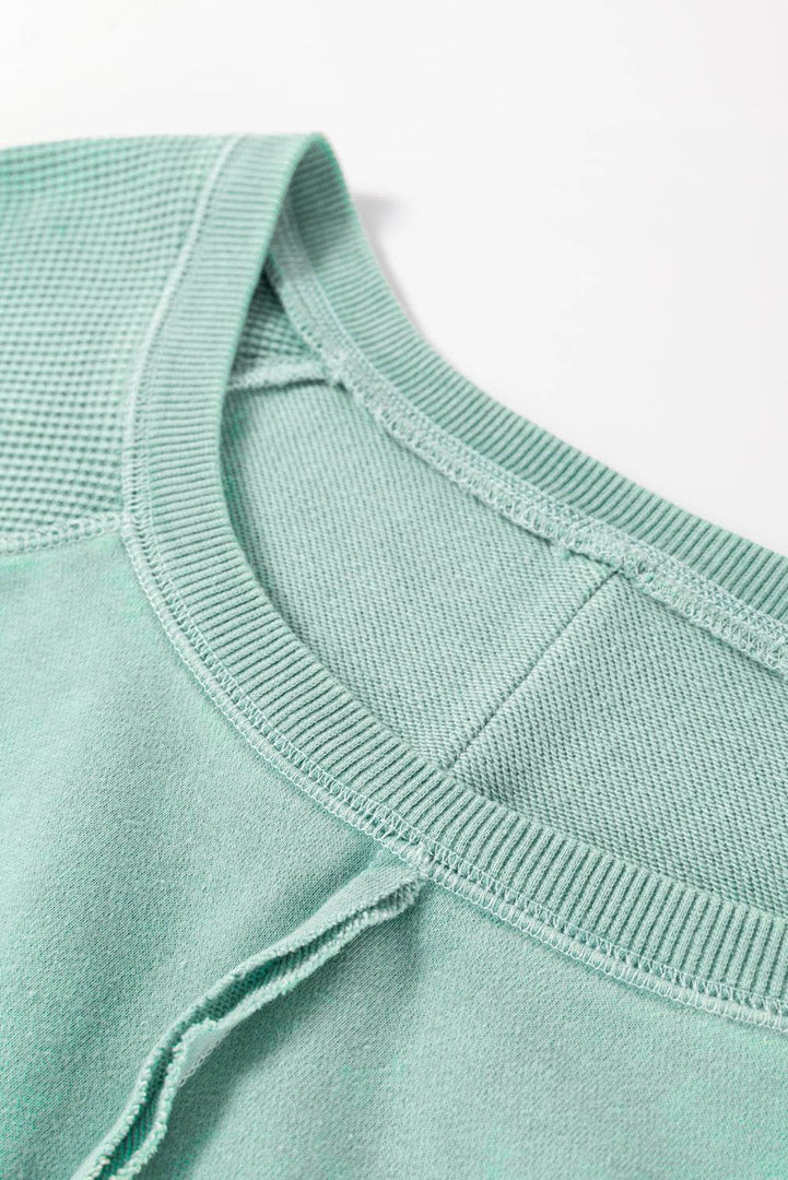 Orchid Petal Textured Patchwork Frilled Trim Plus Size Pullover Sweatshirt - Fashion Queen -  20