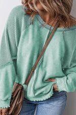 Load image into Gallery viewer, Orchid Petal Textured Patchwork Frilled Trim Plus Size Pullover Sweatshirt - Fashion Queen -  4
