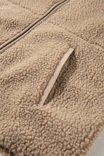 Load image into Gallery viewer, Pale Khaki Fleece Zip Up Drawstring Hooded Pocketed Jacket - Fashion Queen -  17
