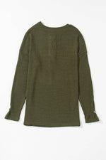 Load image into Gallery viewer, Pale Khaki Rib Textured Henley Knit Top - Fashion Queen -  21
