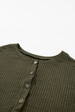 Load image into Gallery viewer, Pale Khaki Rib Textured Henley Knit Top - Fashion Queen -  24
