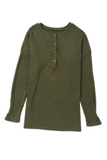 Load image into Gallery viewer, Pale Khaki Rib Textured Henley Knit Top - Fashion Queen -  25
