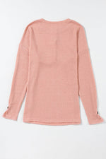 Load image into Gallery viewer, Pale Khaki Rib Textured Henley Knit Top - Fashion Queen -  27

