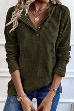 Load image into Gallery viewer, Pale Khaki Rib Textured Henley Knit Top - Fashion Queen -  4
