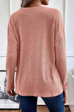 Load image into Gallery viewer, Pale Khaki Rib Textured Henley Knit Top - Fashion Queen -  8
