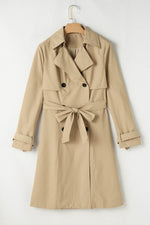 Load image into Gallery viewer, Pale Khaki Solid Color Lapel Collar Waist Tie Wind Coat - Fashion Queen -  11
