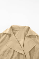 Load image into Gallery viewer, Pale Khaki Solid Color Lapel Collar Waist Tie Wind Coat - Fashion Queen -  13
