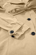 Load image into Gallery viewer, Pale Khaki Solid Color Lapel Collar Waist Tie Wind Coat - Fashion Queen -  15
