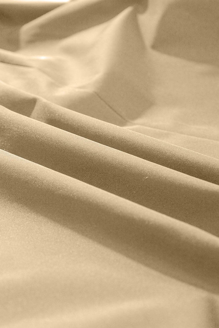 Pale Khaki Solid Color Lapel Collar Waist Tie Wind Coat - Fashion Queen -  17