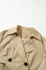 Load image into Gallery viewer, Pale Khaki Solid Color Lapel Collar Waist Tie Wind Coat - Fashion Queen -  19
