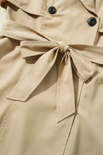 Load image into Gallery viewer, Pale Khaki Solid Color Lapel Collar Waist Tie Wind Coat - Fashion Queen -  20
