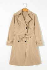 Load image into Gallery viewer, Pale Khaki Solid Color Lapel Collar Waist Tie Wind Coat - Fashion Queen -  9

