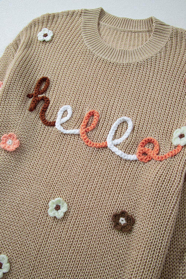Parchment Hello Floral Embroidered Knit Loose Sweater - Fashion Queen -  10