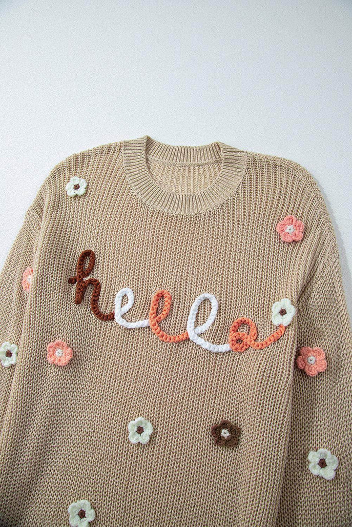Parchment Hello Floral Embroidered Knit Loose Sweater - Fashion Queen -  11