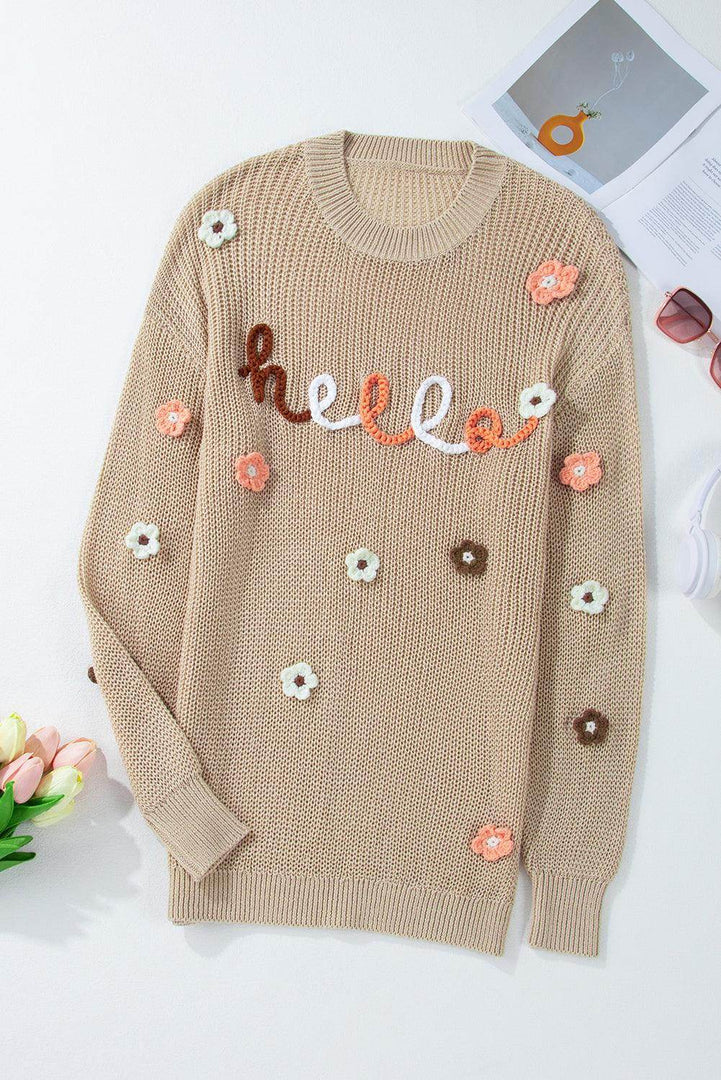 Parchment Hello Floral Embroidered Knit Loose Sweater - Fashion Queen -  3