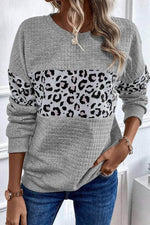 Load image into Gallery viewer, Parchment Leopard Quilted Patchwork Crew Neck Sweatshirt - Fashion Queen -  14
