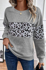 Load image into Gallery viewer, Parchment Leopard Quilted Patchwork Crew Neck Sweatshirt - Fashion Queen -  15
