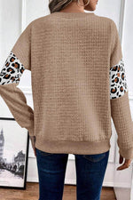 Load image into Gallery viewer, Parchment Leopard Quilted Patchwork Crew Neck Sweatshirt - Fashion Queen -  2

