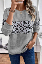 Load image into Gallery viewer, Parchment Leopard Quilted Patchwork Crew Neck Sweatshirt - Fashion Queen -  4

