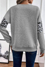 Load image into Gallery viewer, Parchment Leopard Quilted Patchwork Crew Neck Sweatshirt - Fashion Queen -  5
