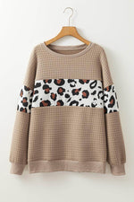 Load image into Gallery viewer, Parchment Leopard Quilted Patchwork Crew Neck Sweatshirt - Fashion Queen -  7
