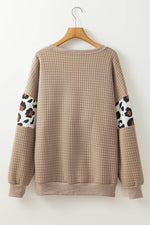 Load image into Gallery viewer, Parchment Leopard Quilted Patchwork Crew Neck Sweatshirt - Fashion Queen -  8
